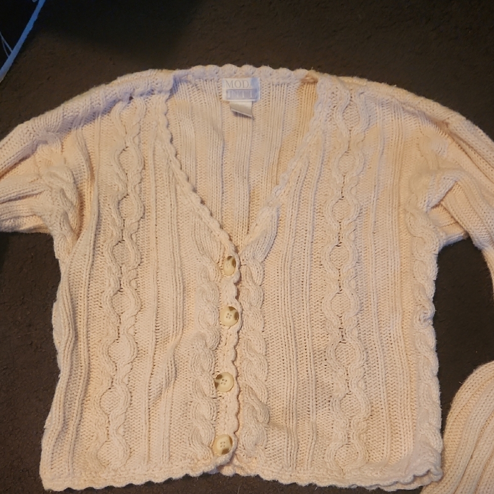 Moda Soft Cream Cable Knit Cardigan